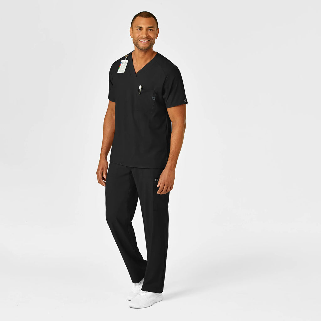 Wink Scrubs Men's W123 V-Neck Scrub Top Black | scrub-supply.com