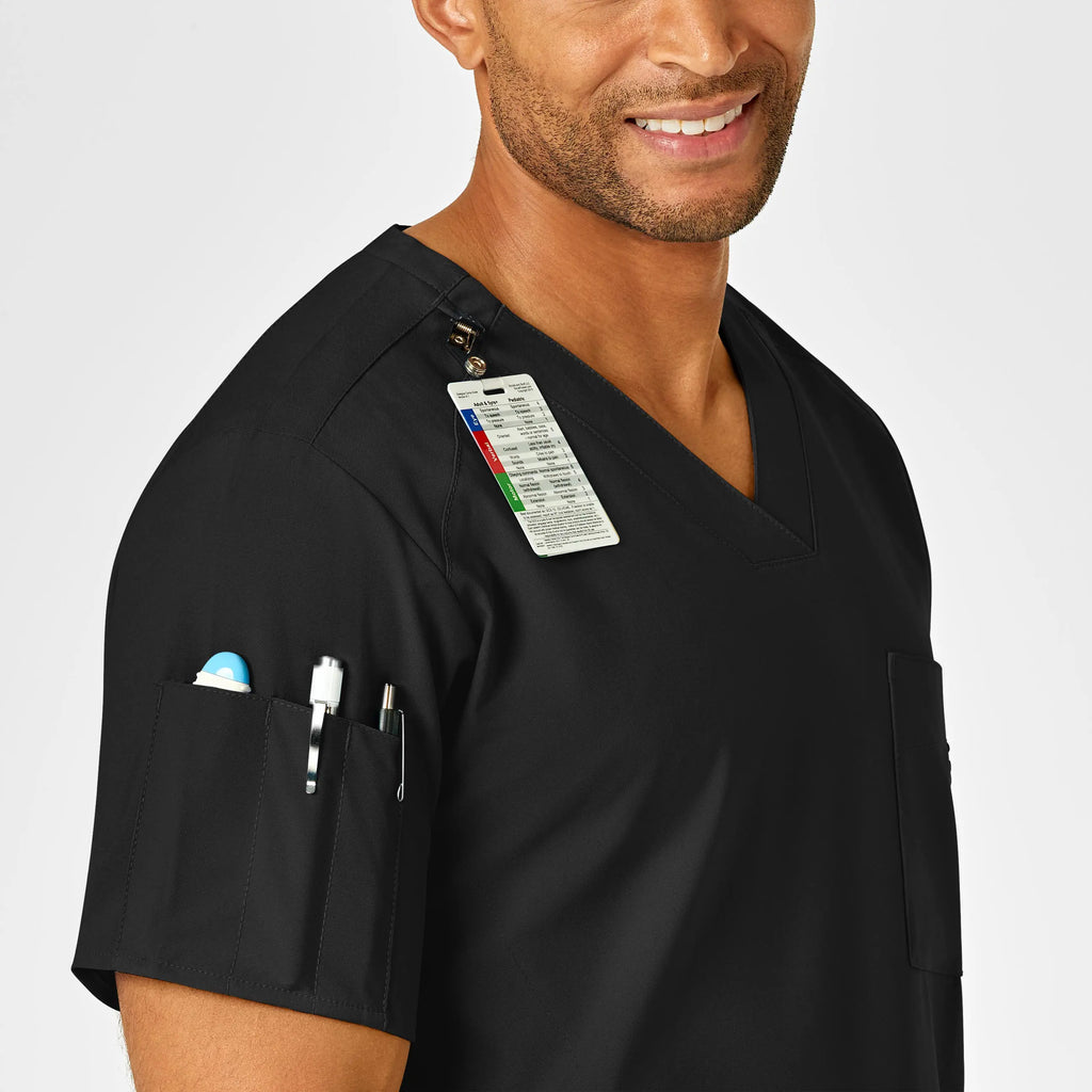 Wink Scrubs Men's W123 V-Neck Scrub Top Black | scrub-supply.com