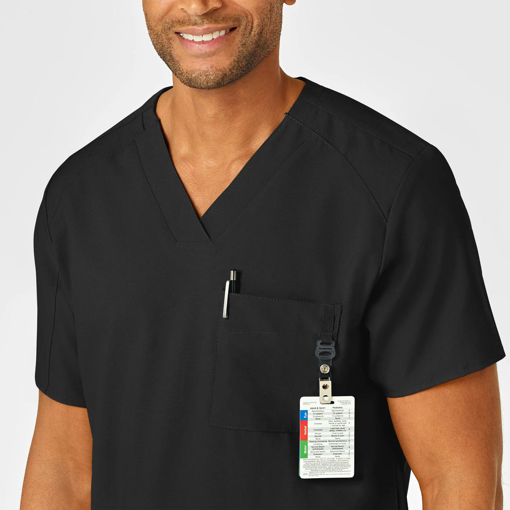 Wink Scrubs Men's W123 V-Neck Scrub Top Black | scrub-supply.com