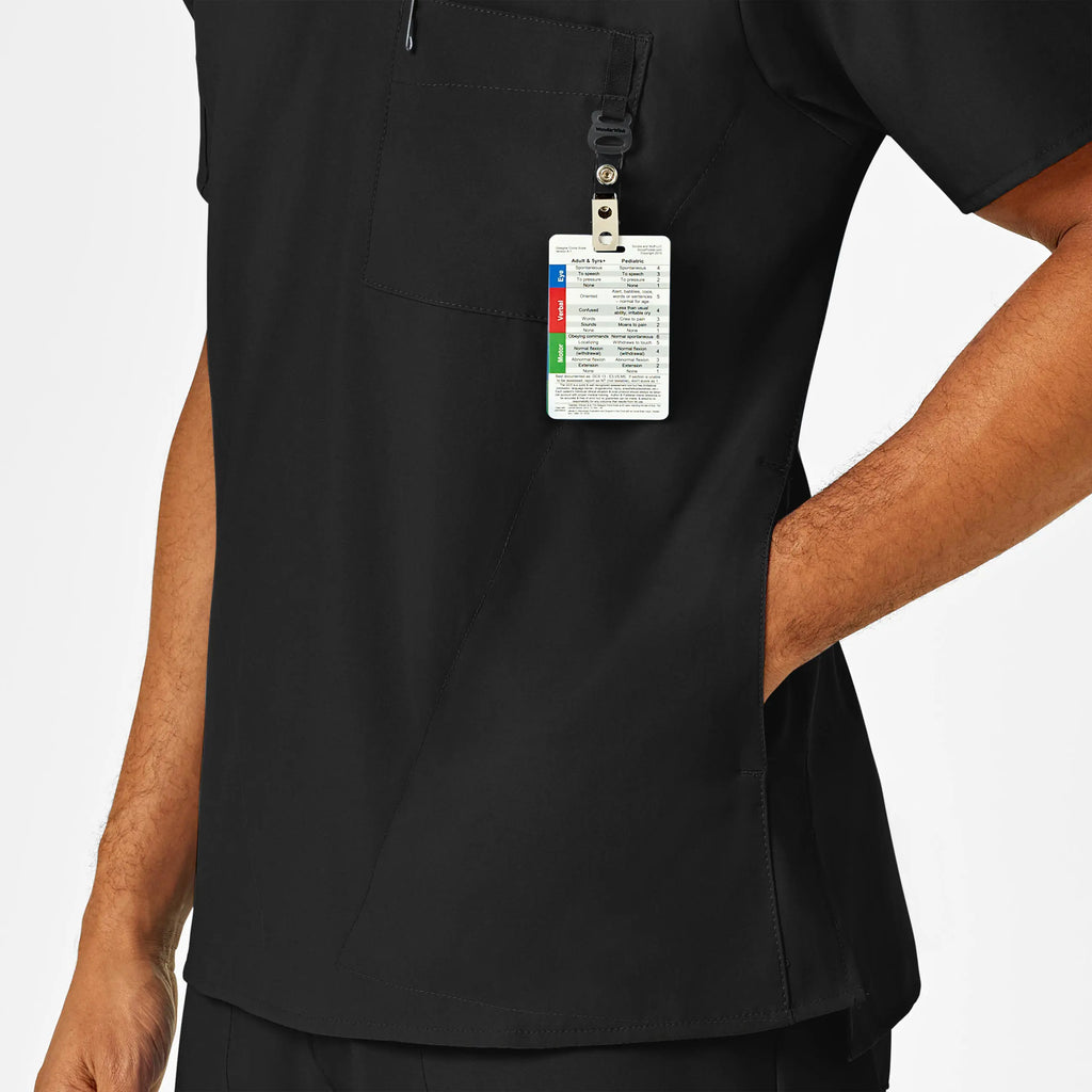 Wink Scrubs Men's W123 V-Neck Scrub Top Black | scrub-supply.com