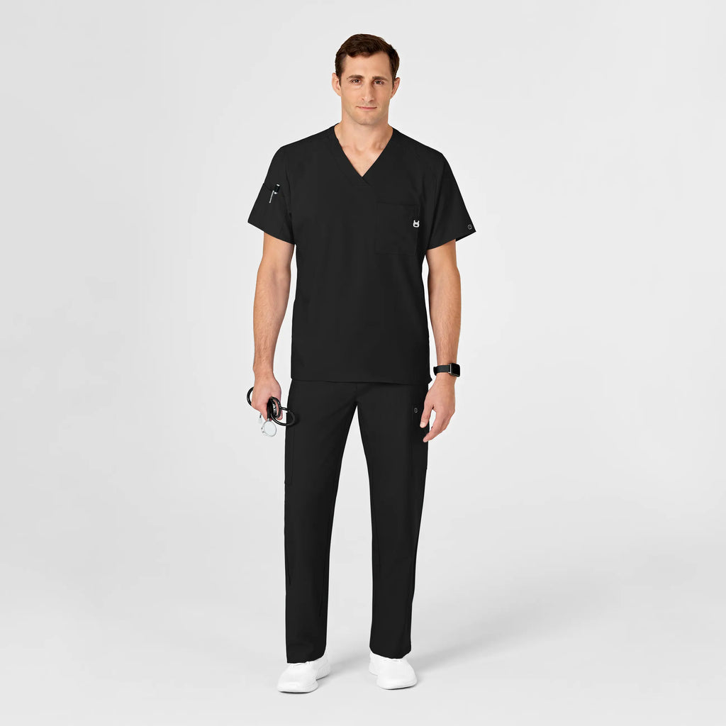 Wink Scrubs Men's W123 V-Neck Scrub Top Black | scrub-supply.com