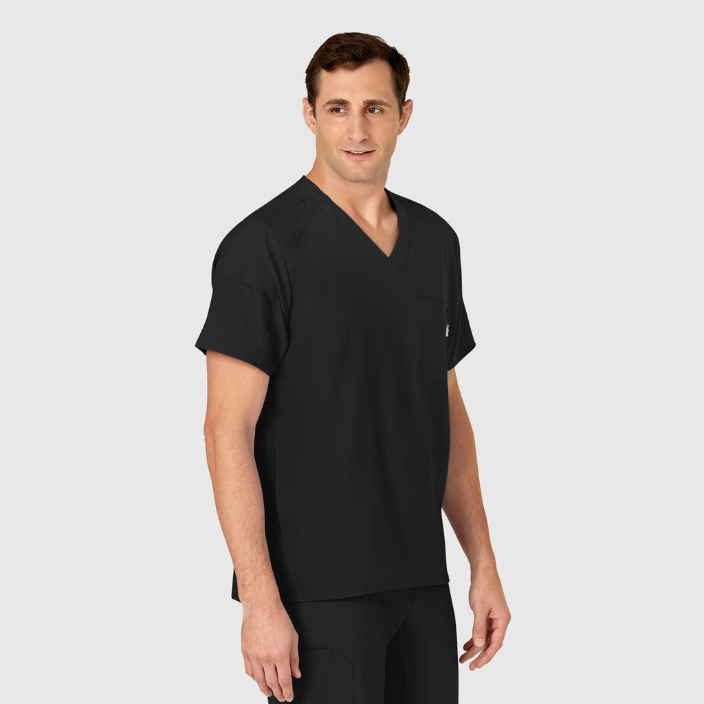 Wink Scrubs Men's W123 V-Neck Scrub Top Black | scrub-supply.com