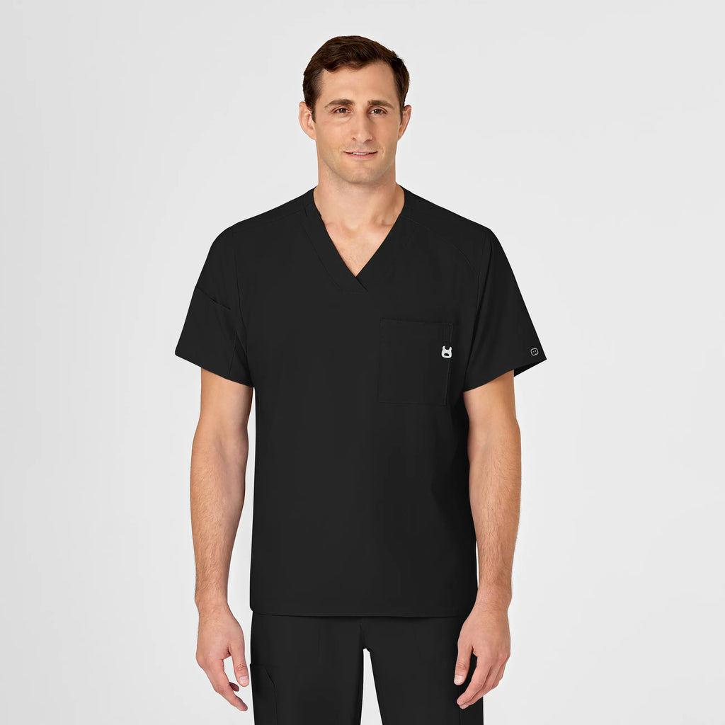 Wink Scrubs Men's W123 V-Neck Scrub Top Black | scrub-supply.com