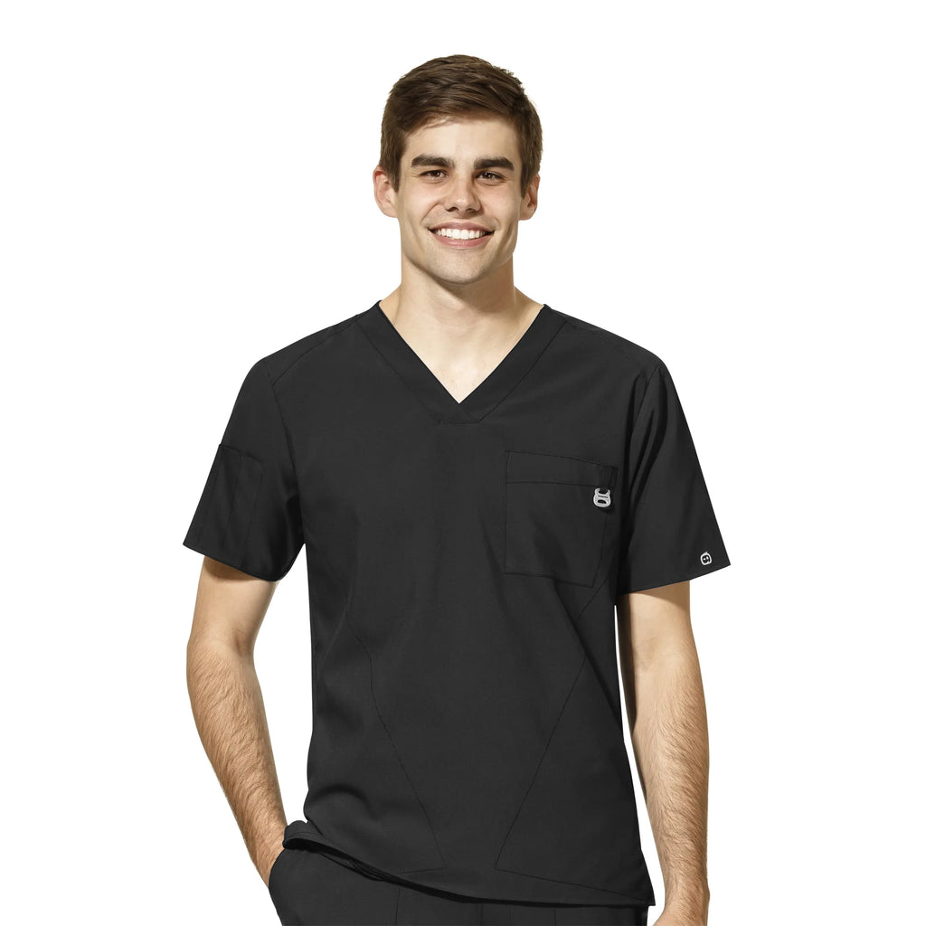 Wink Scrubs Men's W123 V-Neck Scrub Top Black | scrub-supply.com