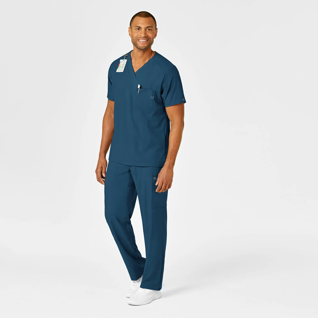 Wink Scrubs Men's W123 V-Neck Scrub Top Caribbean Blue | scrub-supply.com