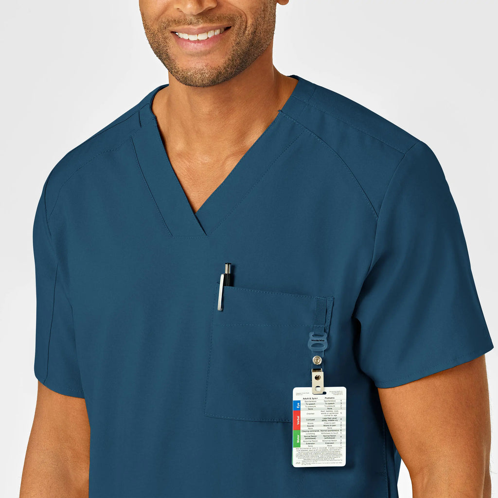 Wink Scrubs Men's W123 V-Neck Scrub Top Caribbean Blue | scrub-supply.com