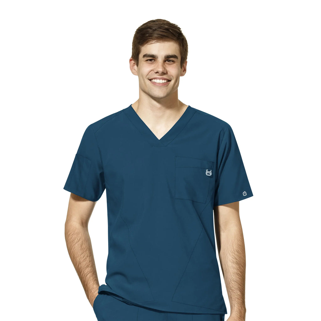 Wink Scrubs Men's W123 V-Neck Scrub Top Caribbean Blue | scrub-supply.com