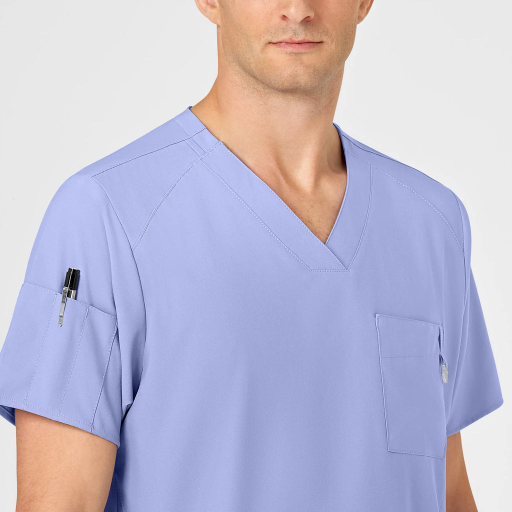 Wink Scrubs Men's W123 V-Neck Scrub Top Ceil Blue | scrub-supply.com