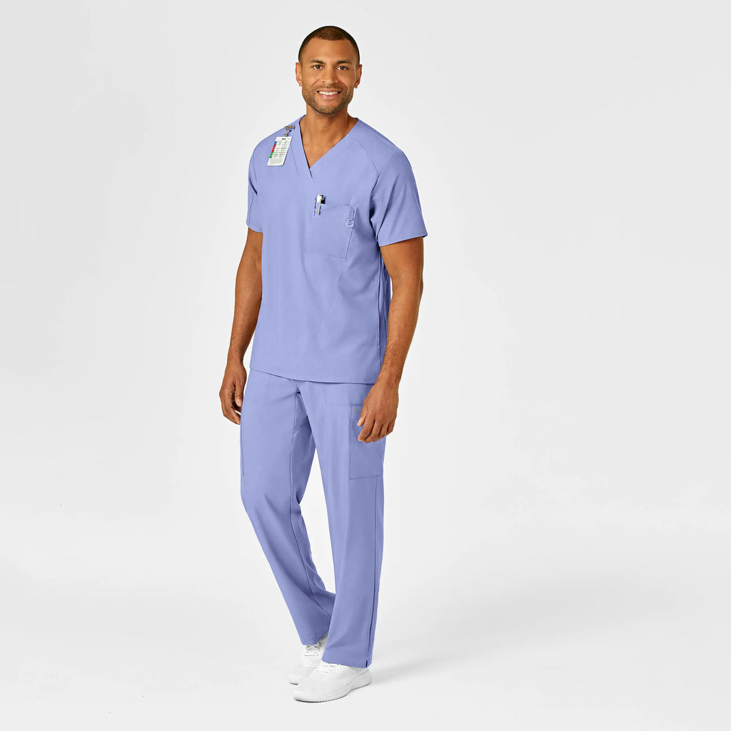 Wink Scrubs Men's W123 V-Neck Scrub Top Ceil Blue | scrub-supply.com