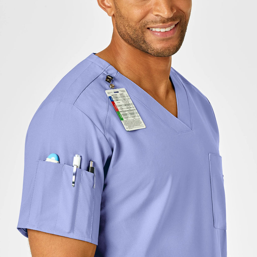 Wink Scrubs Men's W123 V-Neck Scrub Top Ceil Blue | scrub-supply.com