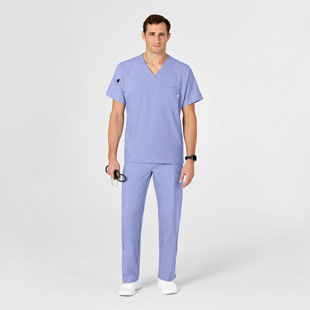 Wink Scrubs Men's W123 V-Neck Scrub Top Ceil Blue | scrub-supply.com