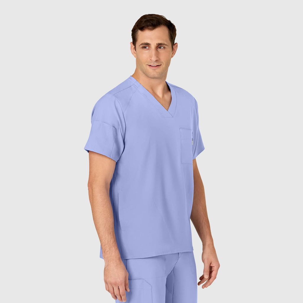 Wink Scrubs Men's W123 V-Neck Scrub Top Ceil Blue | scrub-supply.com