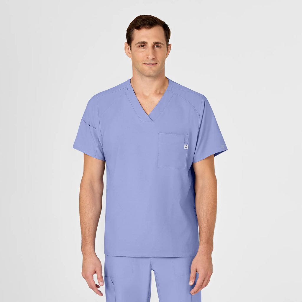 Wink Scrubs Men's W123 V-Neck Scrub Top Ceil Blue | scrub-supply.com