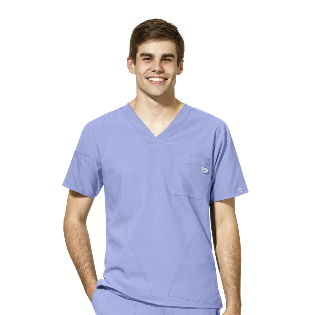 Wink Scrubs Men's W123 V-Neck Scrub Top Ceil Blue | scrub-supply.com