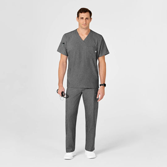 Wink Scrubs Men's W123 V-Neck Scrub Top Charcoal Heather | scrub-supply.com