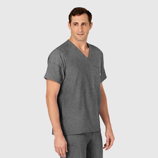 Wink Scrubs Men's W123 V-Neck Scrub Top Charcoal Heather | scrub-supply.com