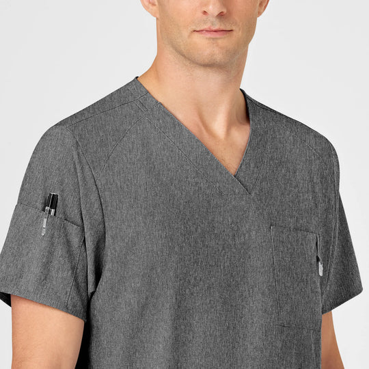 Wink Scrubs Men's W123 V-Neck Scrub Top Charcoal Heather | scrub-supply.com