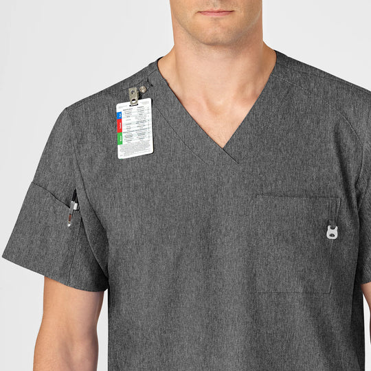 Wink Scrubs Men's W123 V-Neck Scrub Top Charcoal Heather | scrub-supply.com