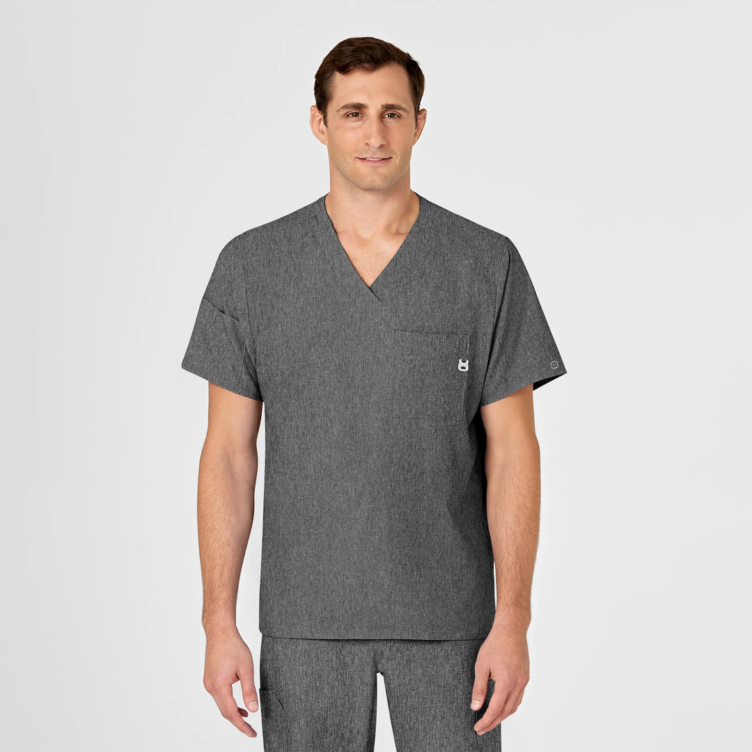 Wink Scrubs Men's W123 V-Neck Scrub Top Charcoal Heather | scrub-supply.com