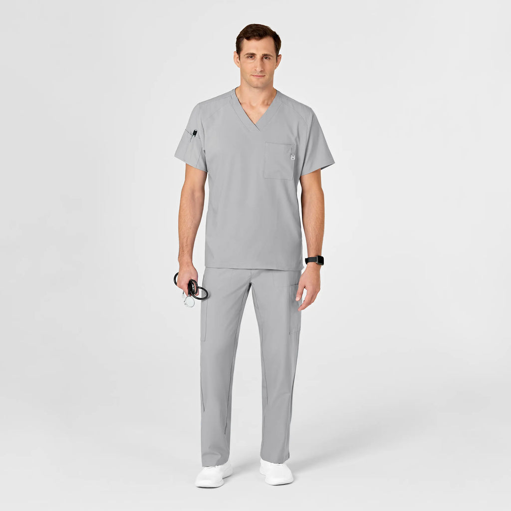 Wink Scrubs Men's W123 V-Neck Scrub Top Grey | scrub-supply.com