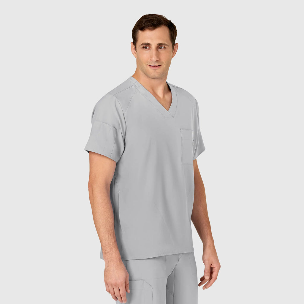 Wink Scrubs Men's W123 V-Neck Scrub Top Grey | scrub-supply.com