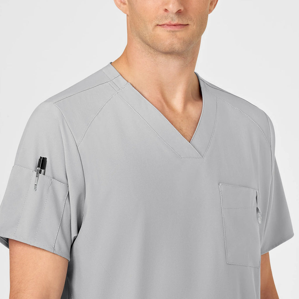 Wink Scrubs Men's W123 V-Neck Scrub Top Grey | scrub-supply.com