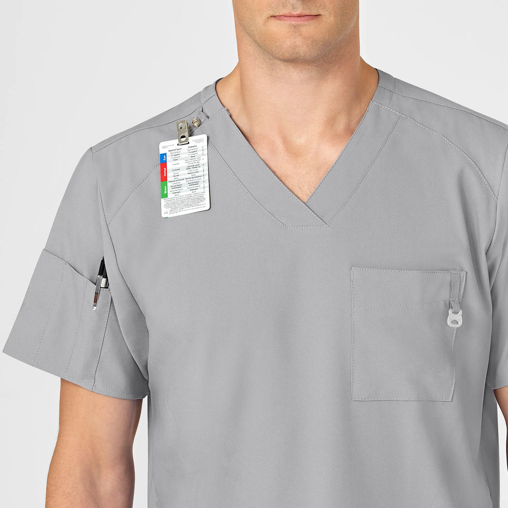 Wink Scrubs Men's W123 V-Neck Scrub Top Grey | scrub-supply.com