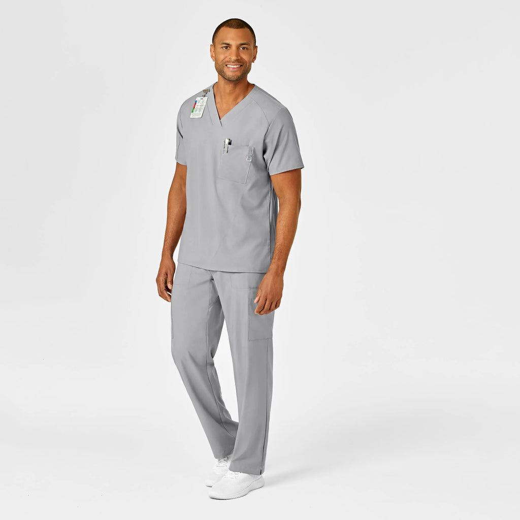 Wink Scrubs Men's W123 V-Neck Scrub Top Grey | scrub-supply.com