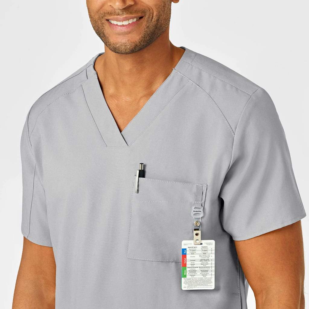 Wink Scrubs Men's W123 V-Neck Scrub Top Grey | scrub-supply.com