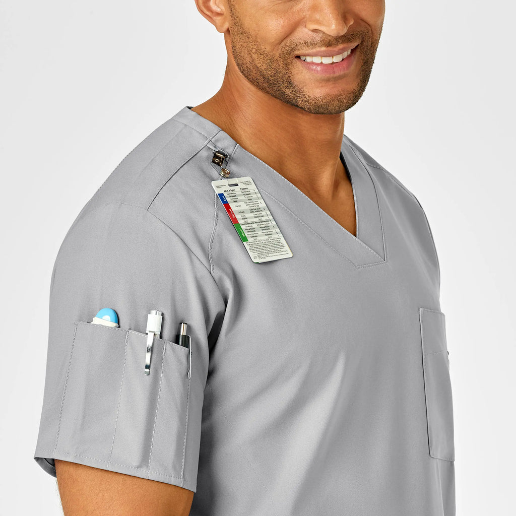 Wink Scrubs Men's W123 V-Neck Scrub Top Grey | scrub-supply.com