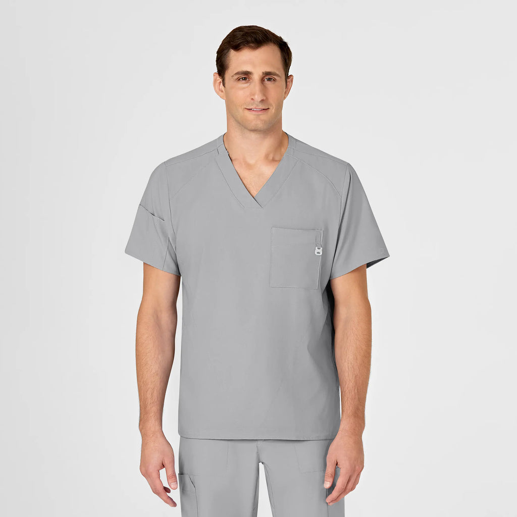 Wink Scrubs Men's W123 V-Neck Scrub Top Grey | scrub-supply.com