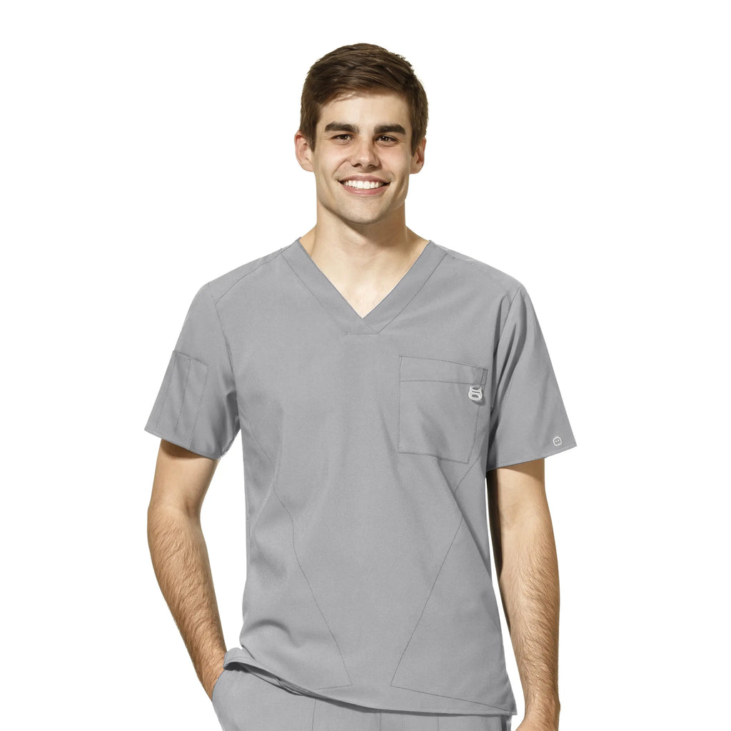 Wink Scrubs Men's W123 V-Neck Scrub Top Grey | scrub-supply.com