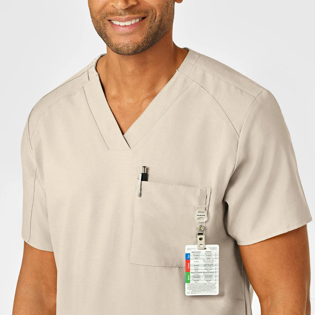 Wink Scrubs Men's W123 V-Neck Scrub Top Khaki | scrub-supply.com