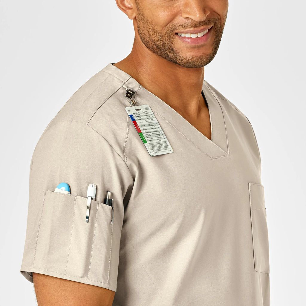 Wink Scrubs Men's W123 V-Neck Scrub Top Khaki | scrub-supply.com