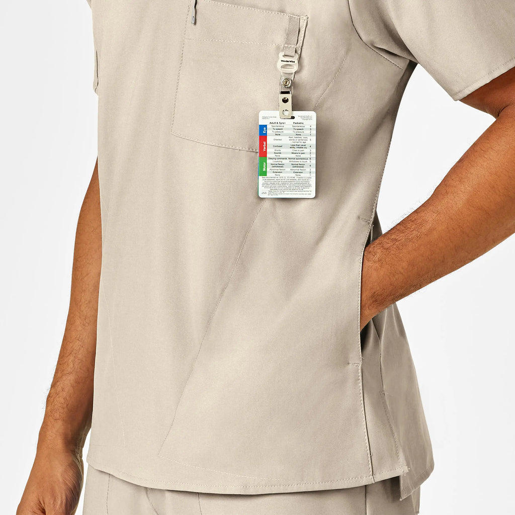 Wink Scrubs Men's W123 V-Neck Scrub Top Khaki | scrub-supply.com