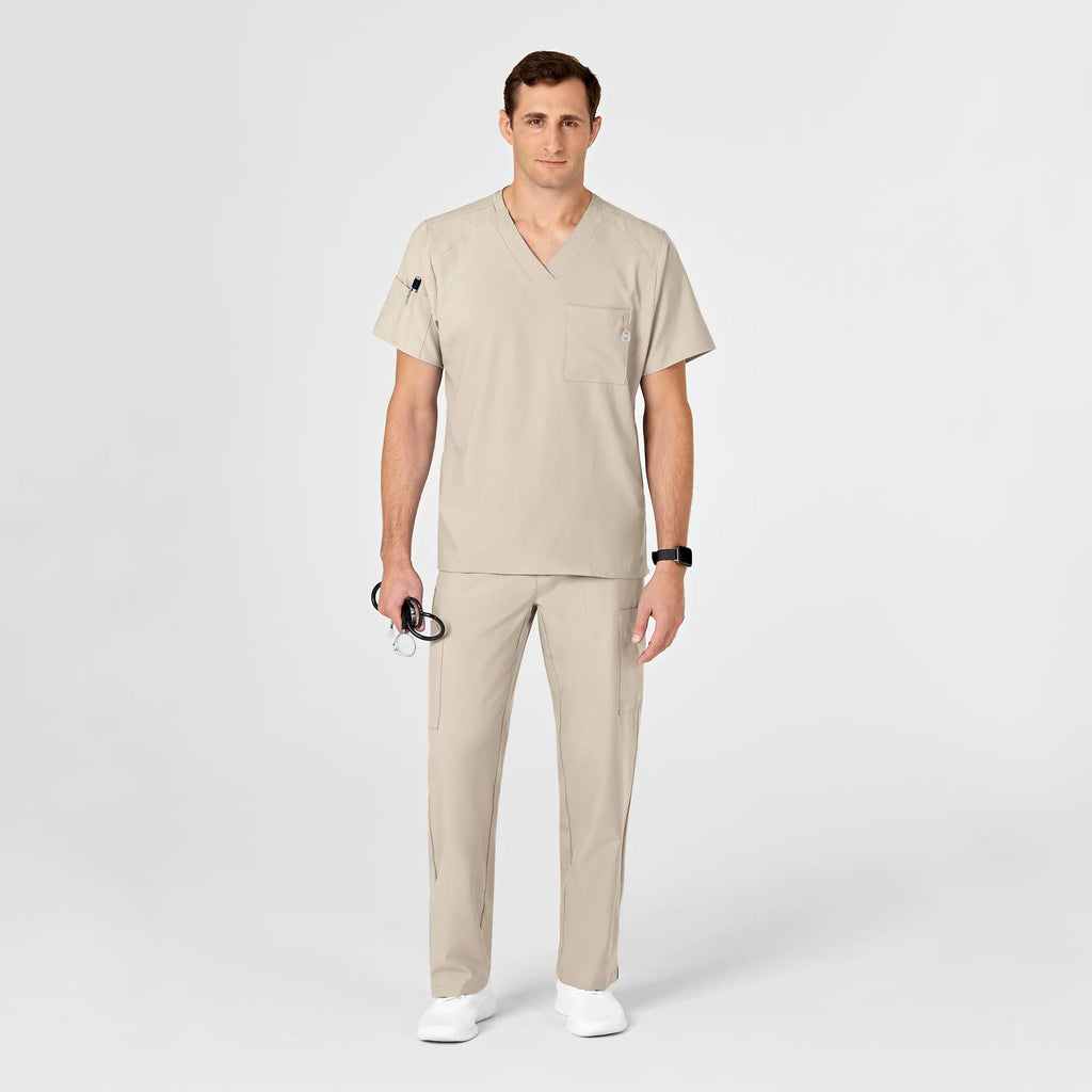 Wink Scrubs Men's W123 V-Neck Scrub Top Khaki | scrub-supply.com