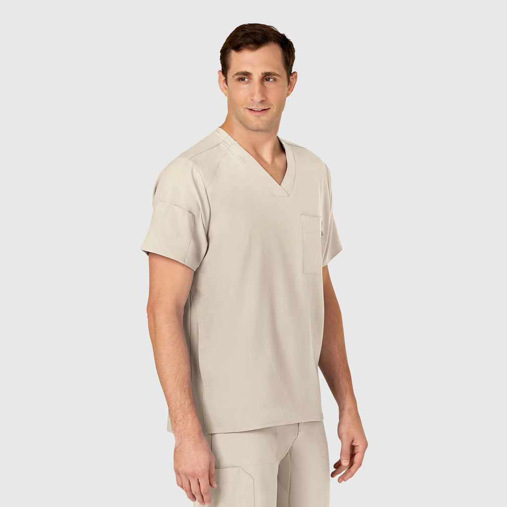 Wink Scrubs Men's W123 V-Neck Scrub Top Khaki | scrub-supply.com