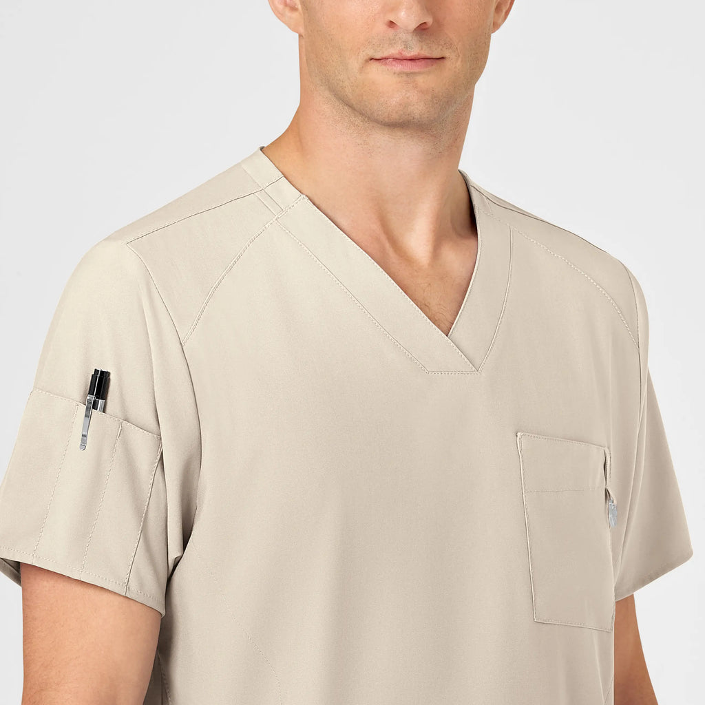 Wink Scrubs Men's W123 V-Neck Scrub Top Khaki | scrub-supply.com