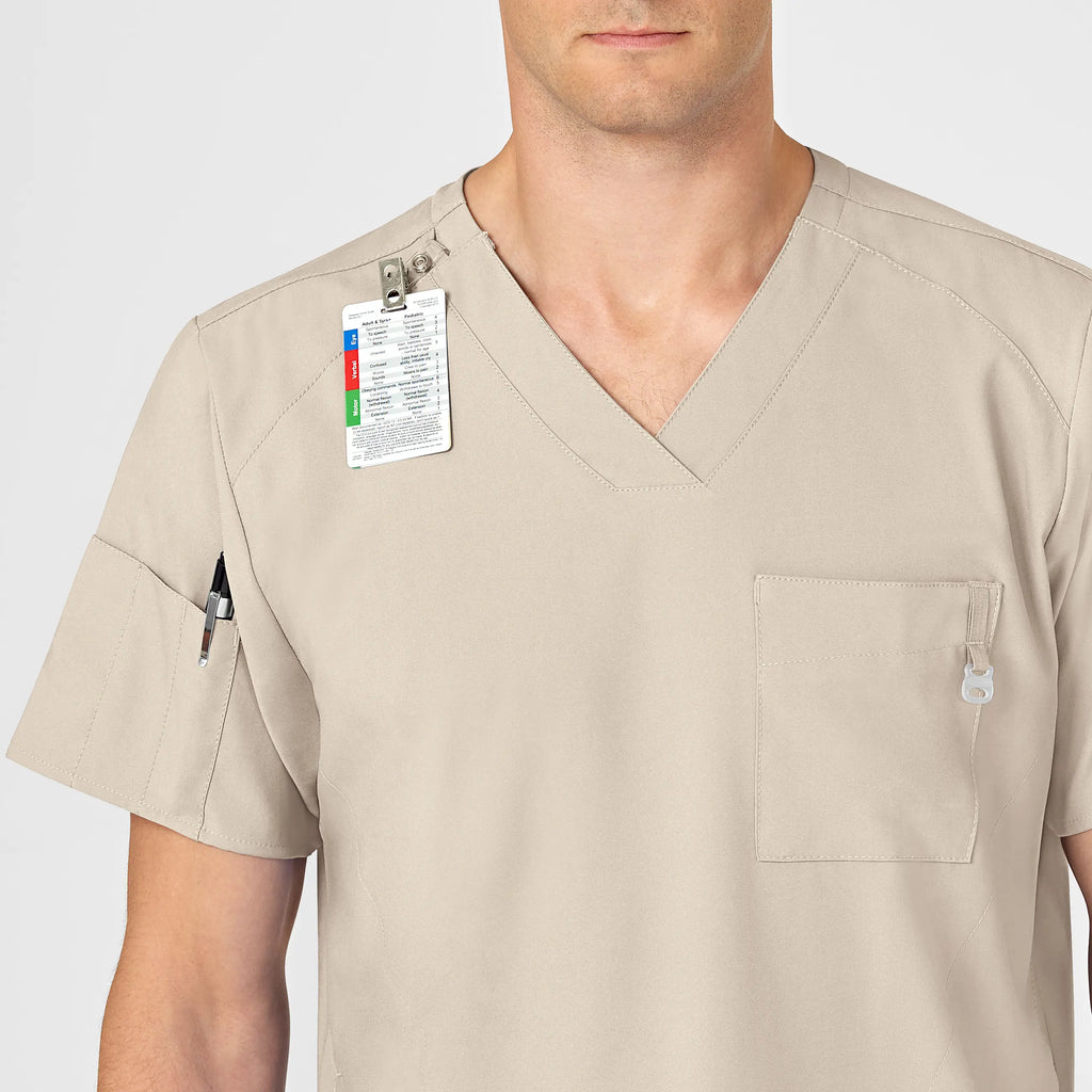 Wink Scrubs Men's W123 V-Neck Scrub Top Khaki | scrub-supply.com