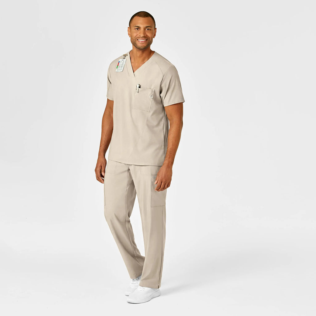 Wink Scrubs Men's W123 V-Neck Scrub Top Khaki | scrub-supply.com