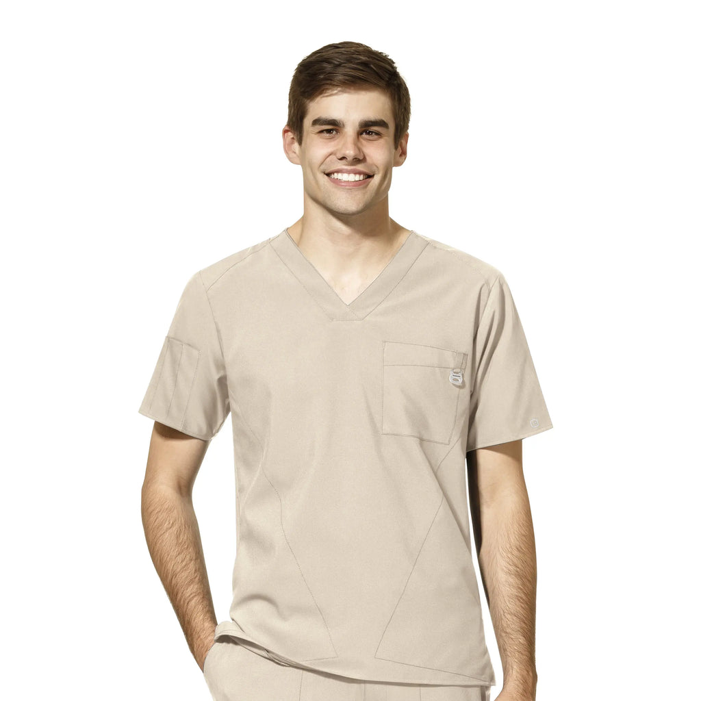 Wink Scrubs Men's W123 V-Neck Scrub Top Khaki | scrub-supply.com