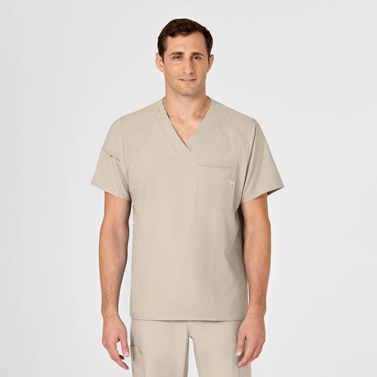 Wink Scrubs Men's W123 V-Neck Scrub Top Khaki | scrub-supply.com