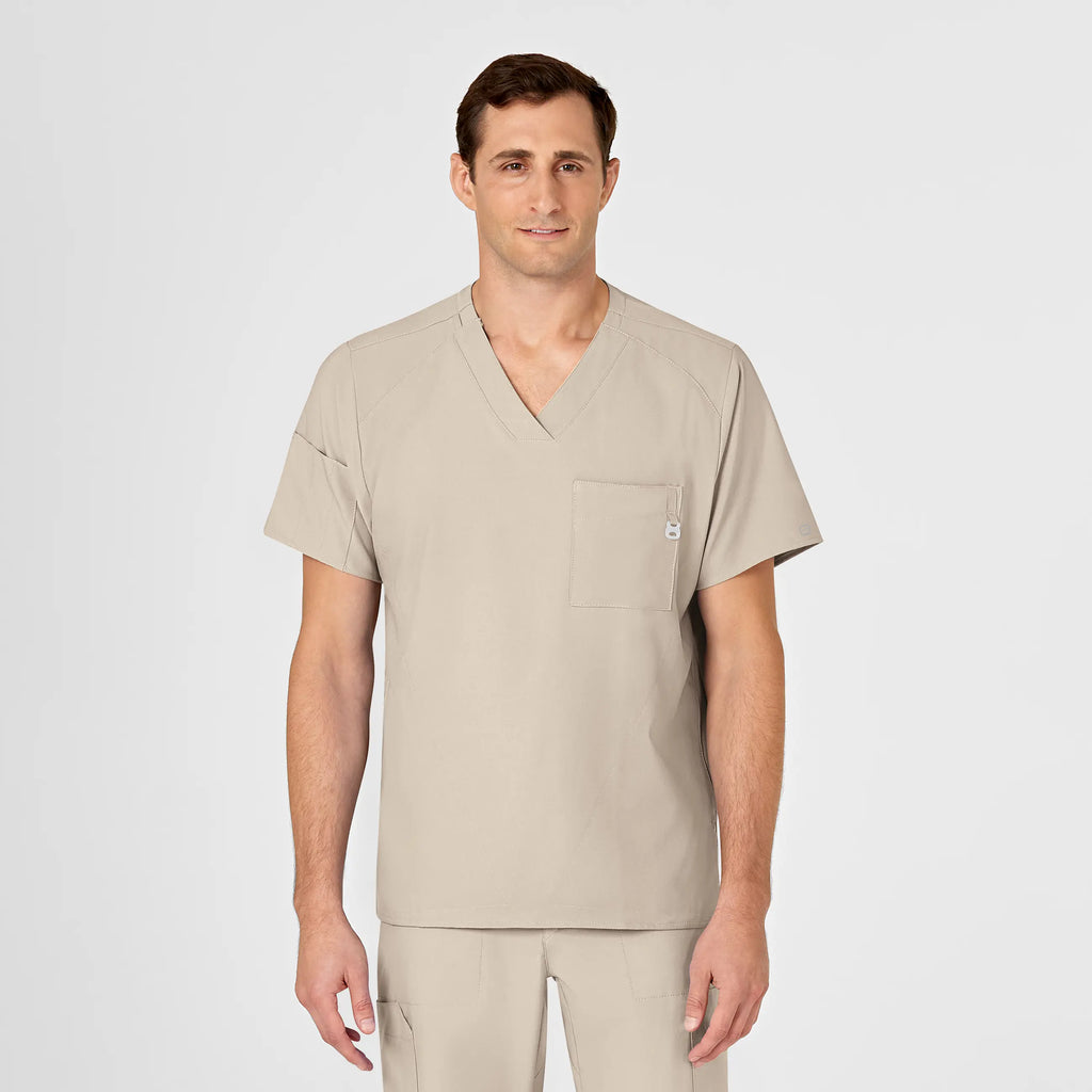 Wink Scrubs Men's W123 V-Neck Scrub Top Khaki | scrub-supply.com