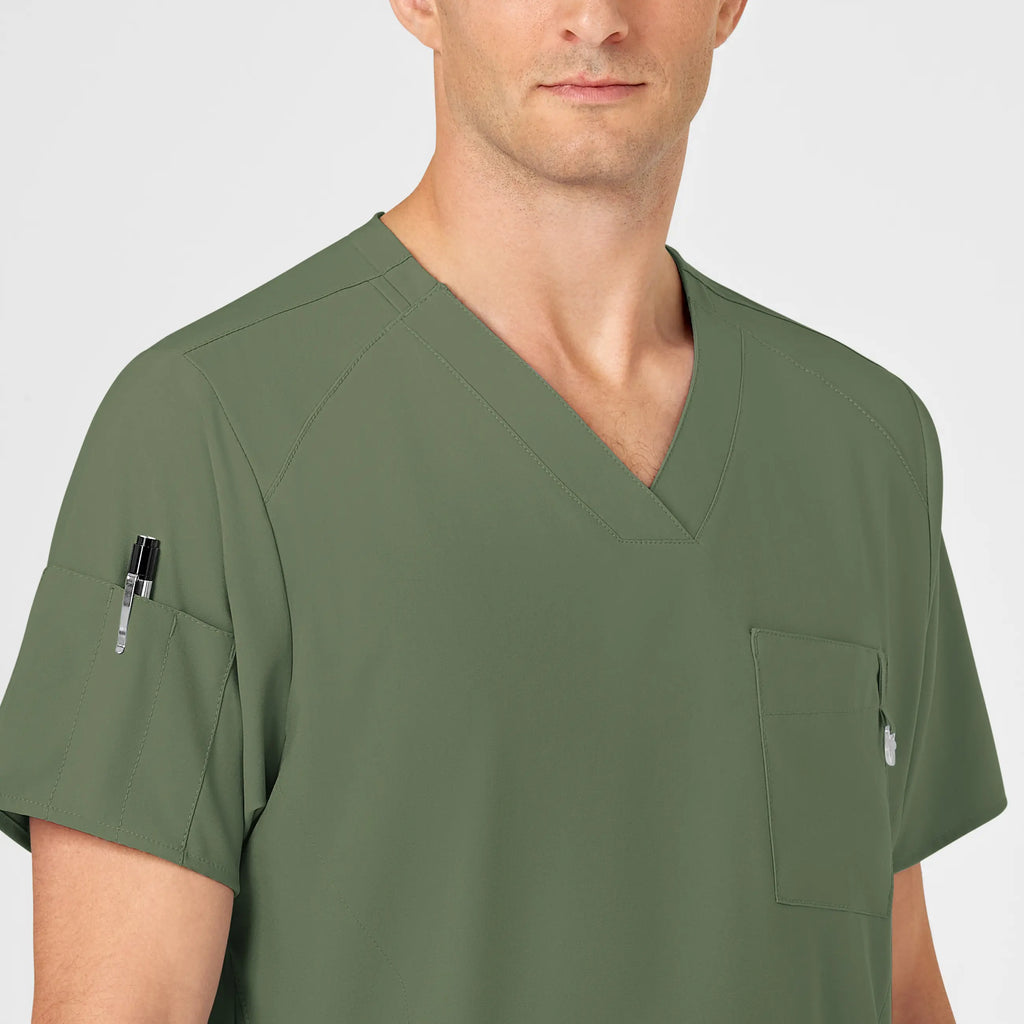 Wink Scrubs Men's W123 V-Neck Scrub Top Olive | scrub-supply.com