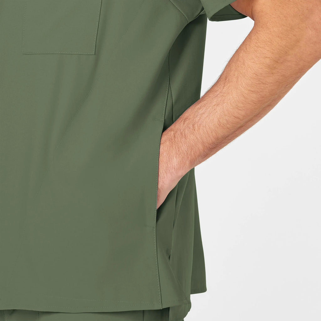 Wink Scrubs Men's W123 V-Neck Scrub Top Olive | scrub-supply.com