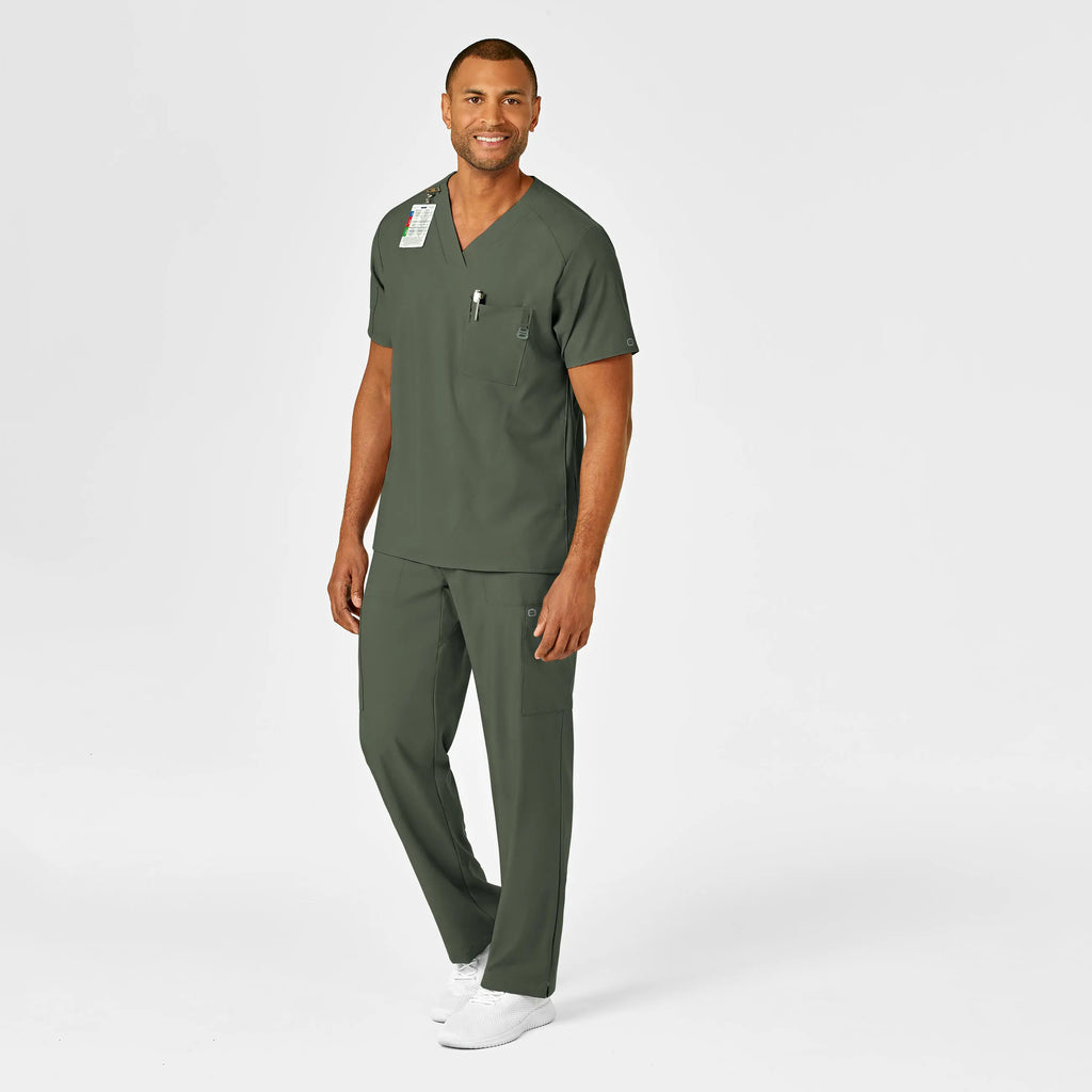 Wink Scrubs Men's W123 V-Neck Scrub Top Olive | scrub-supply.com