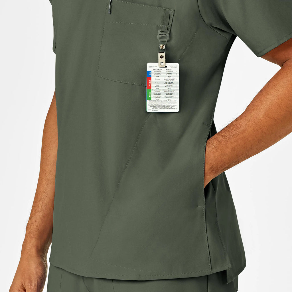 Wink Scrubs Men's W123 V-Neck Scrub Top Olive | scrub-supply.com