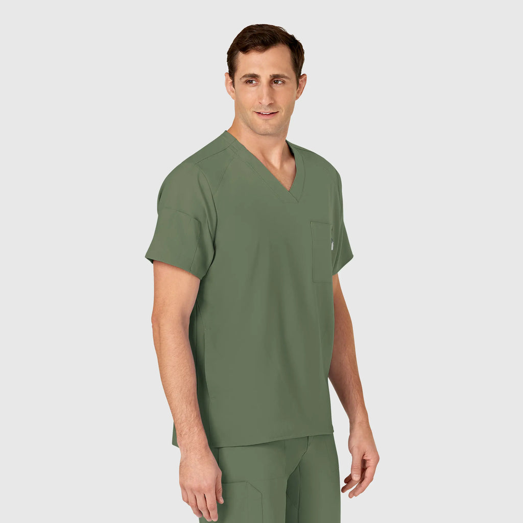 Wink Scrubs Men's W123 V-Neck Scrub Top Olive | scrub-supply.com