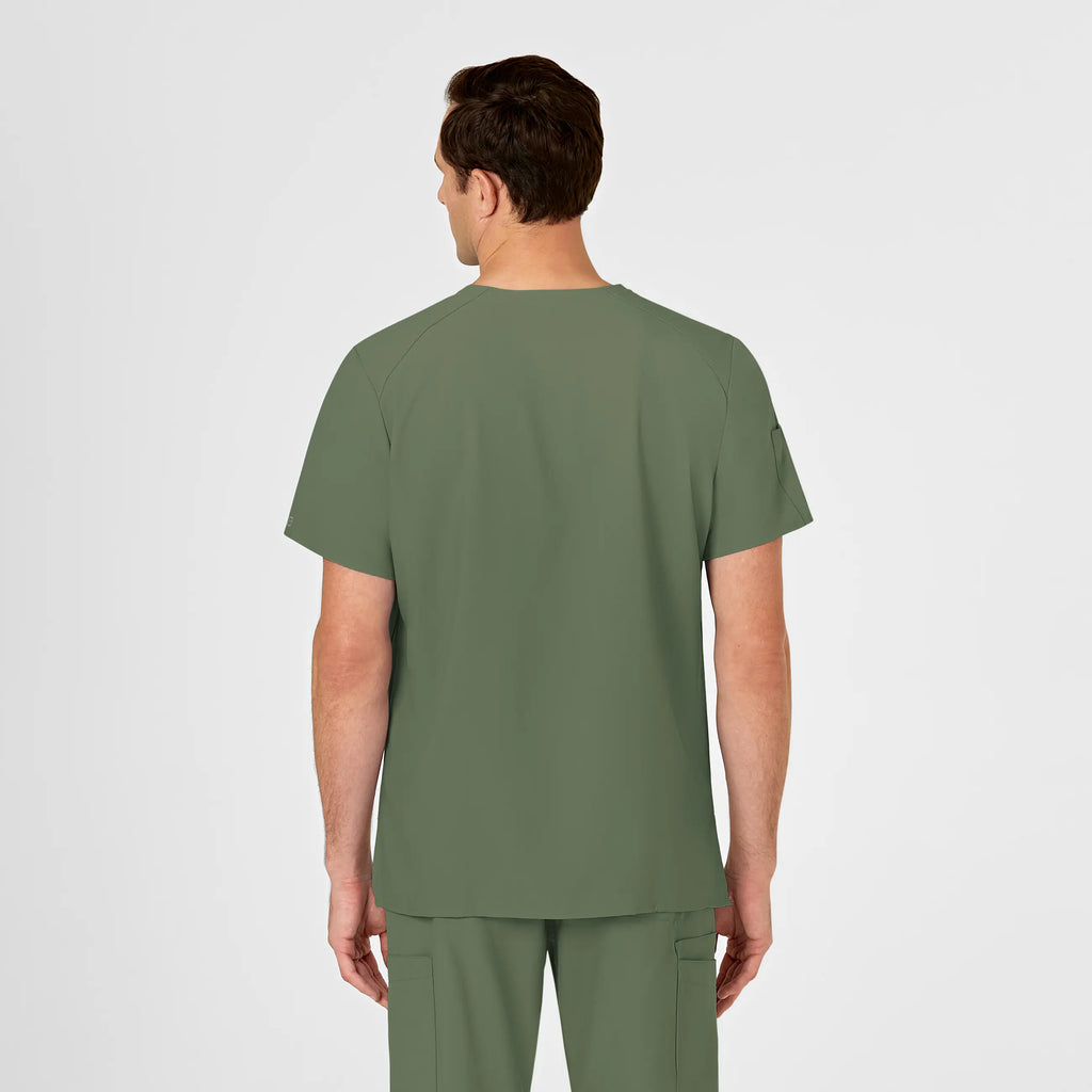 Wink Scrubs Men's W123 V-Neck Scrub Top Olive | scrub-supply.com