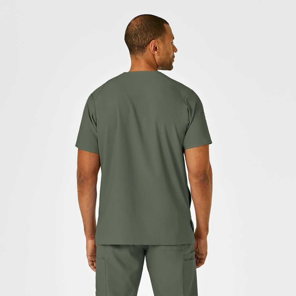 Wink Scrubs Men's W123 V-Neck Scrub Top Olive | scrub-supply.com